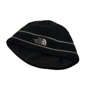 The North Face Black Beanie with Gray Stripes
